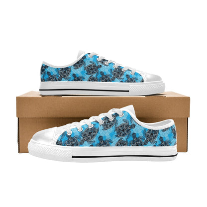 Tribal Pattern Print Design LKS307 Women's White Low Top Shoes