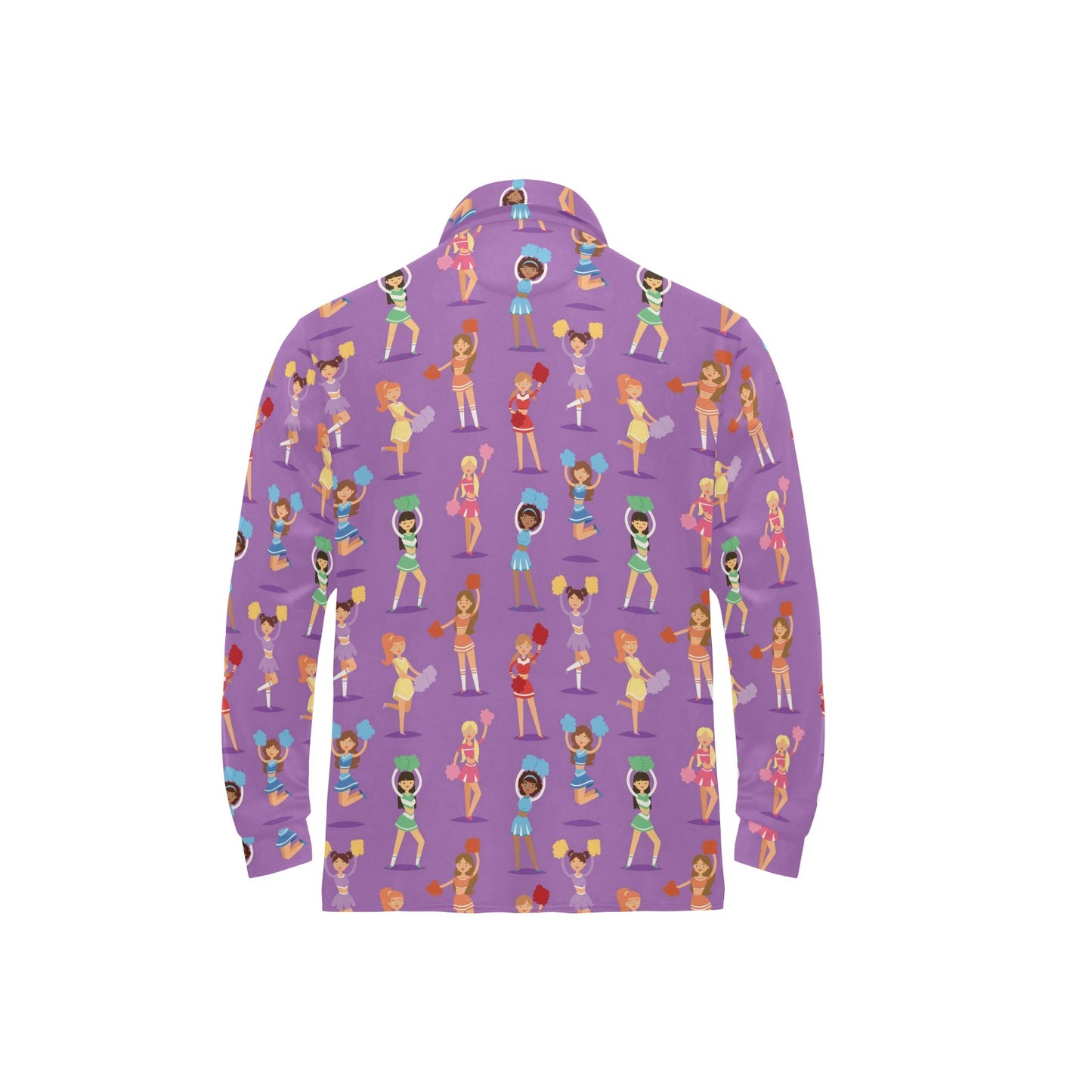 Cheerleader Pattern Print Design 02 Long Sleeve Polo Shirt For Men's