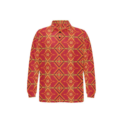 Southwest Pattern Print Design LKS305 Long Sleeve Polo Shirt For Men's