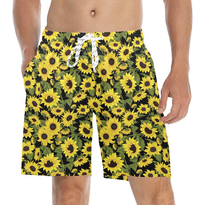 Sunflower Fresh Bright Color Print Men's Swim Trunks Beach Shorts
