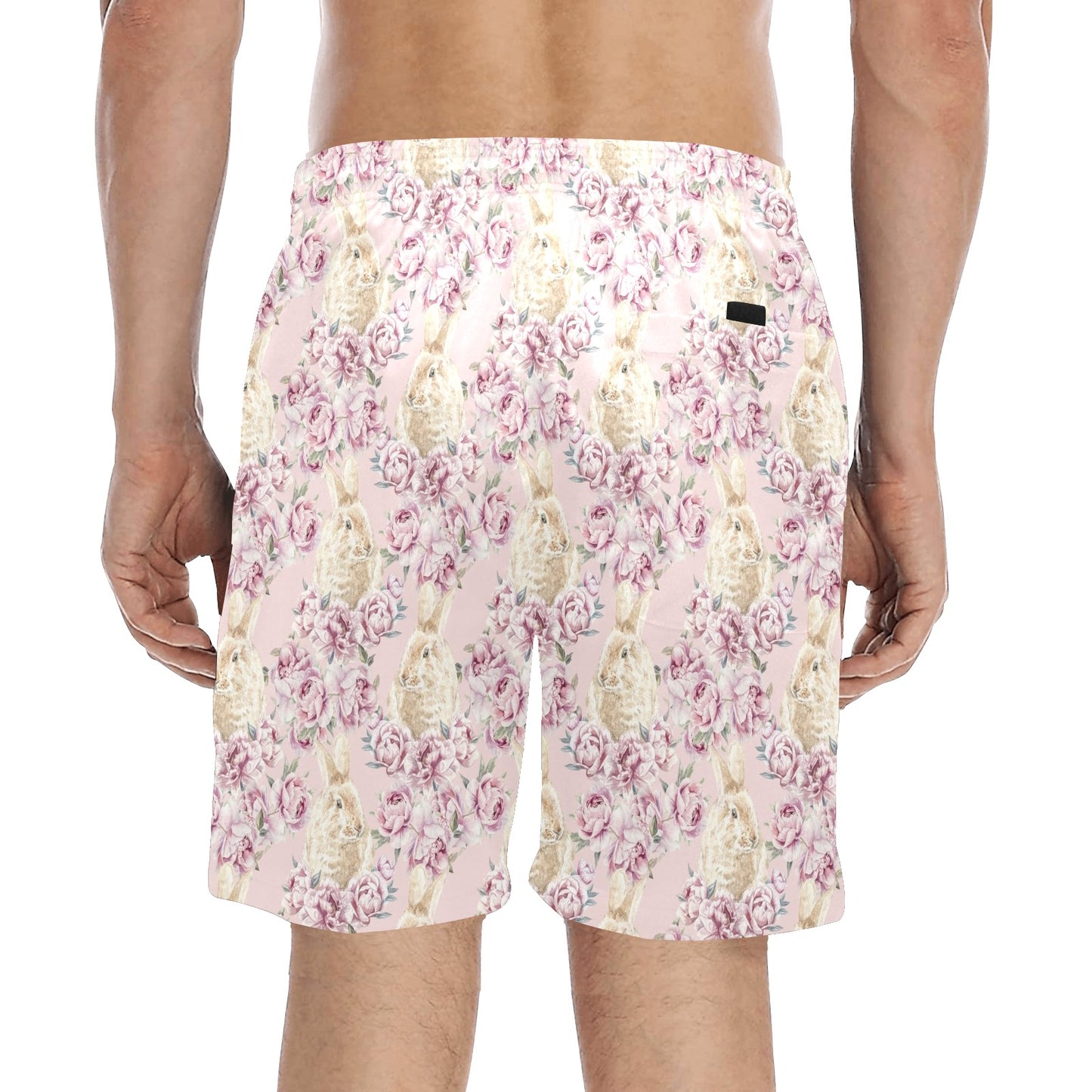 Rabbit Print Design LKS403 Men's Swim Trunks Beach Shorts