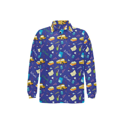 School Bus Print Design LKS307 Long Sleeve Polo Shirt For Men's