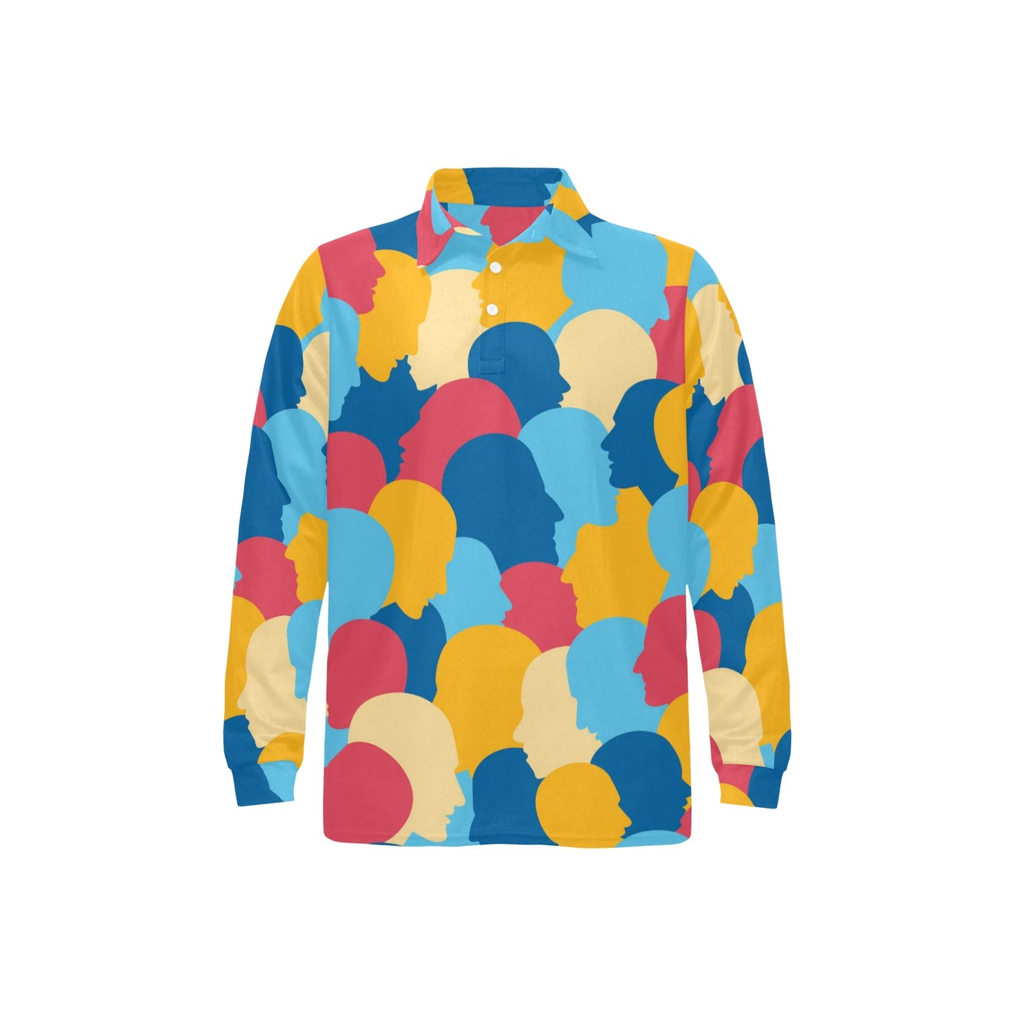 Psychology Pattern Print Design A02 Long Sleeve Polo Shirt For Men's
