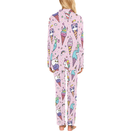 Ice Cream Pattern Print Design IC05 Women's Long Pajama Set