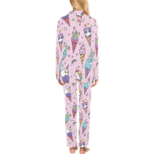 Ice Cream Pattern Print Design IC05 Women's Long Pajama Set