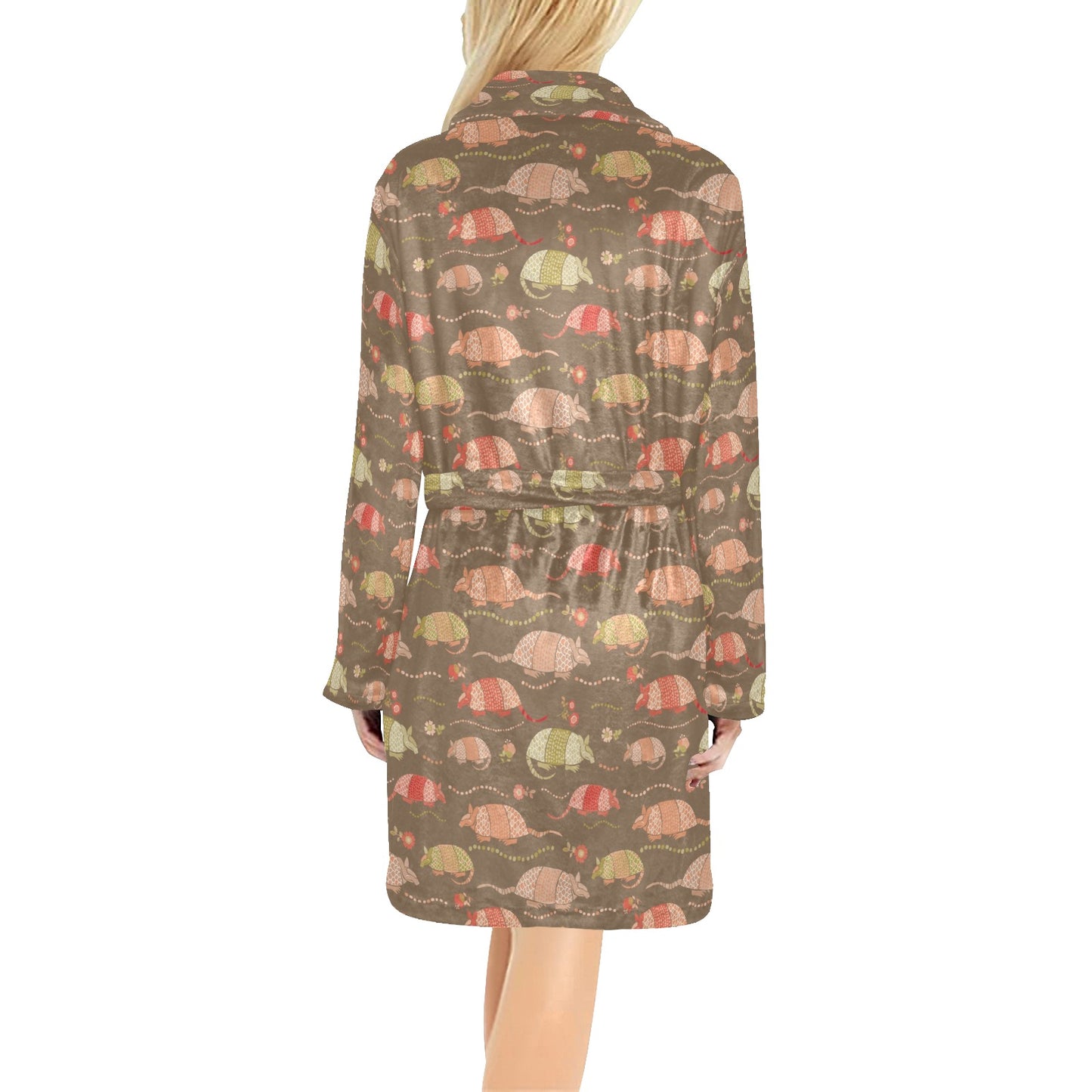 Armadillo Pattern Print Design 04 Women's Fleece Robe