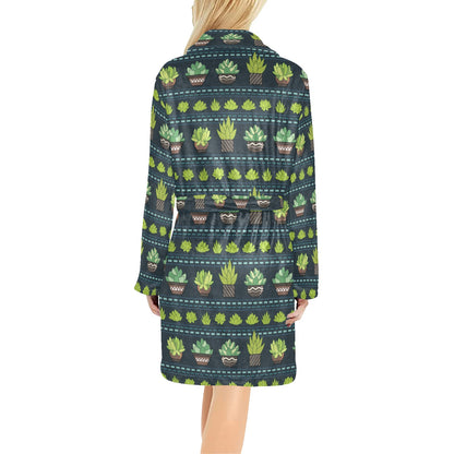 Cactus Pattern Print Design 07 Women's Fleece Robe