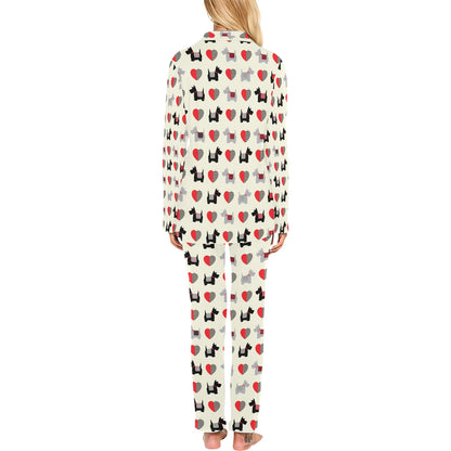 Scottish Terriers Print Design LKS3010 Women's Long Pajama Set