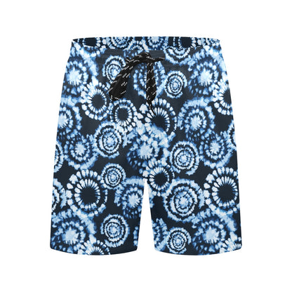 Tie Dye Dark Blue Print Design LKS306 Men's Swim Trunks Beach Shorts