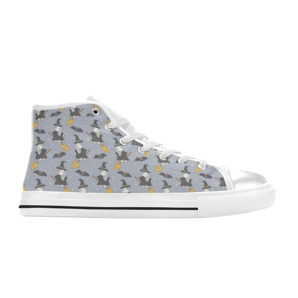 Witch Print Design LKS307 Men's High Top Canvas Shoes