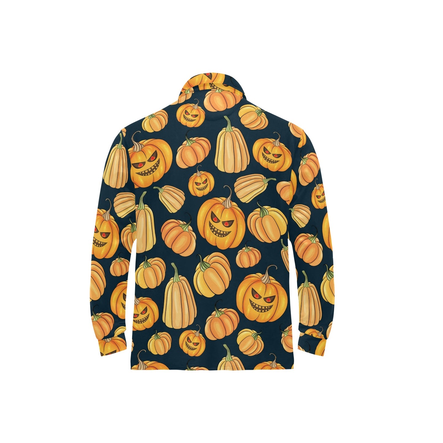 Pumpkin Halloween Pattern Print Design A04 Long Sleeve Polo Shirt For Men's