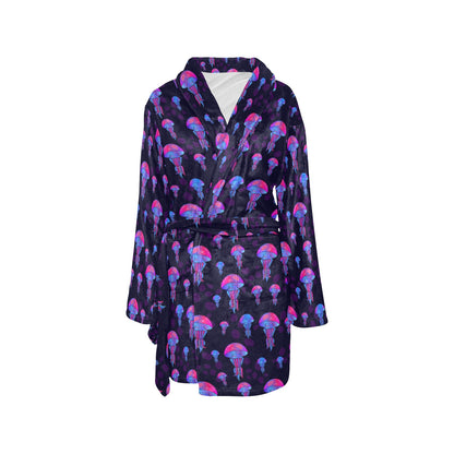 Jellyfish Neon Print Women's Fleece Robe