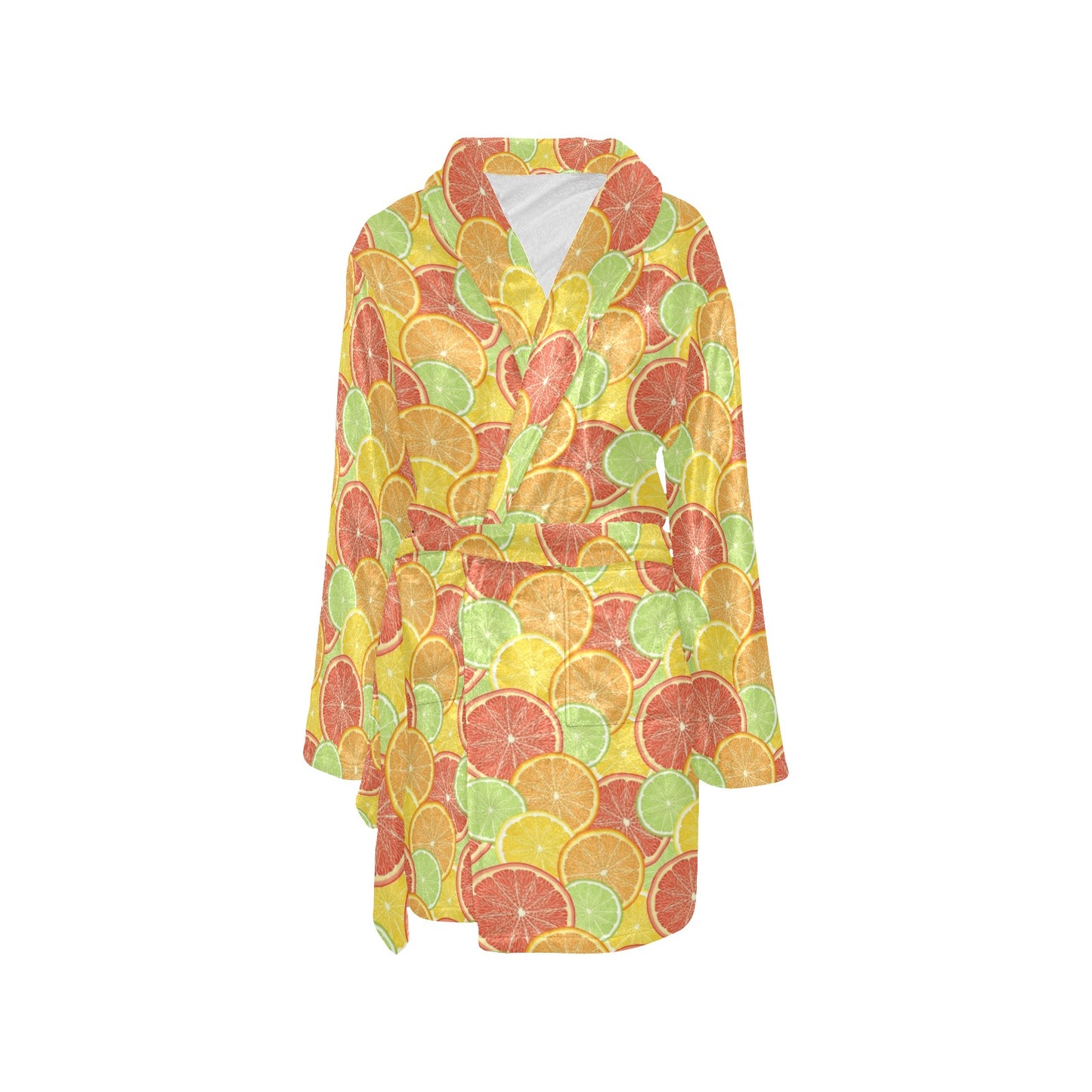 Grapefruit Pattern Print Design GF01 Women's Fleece Robe