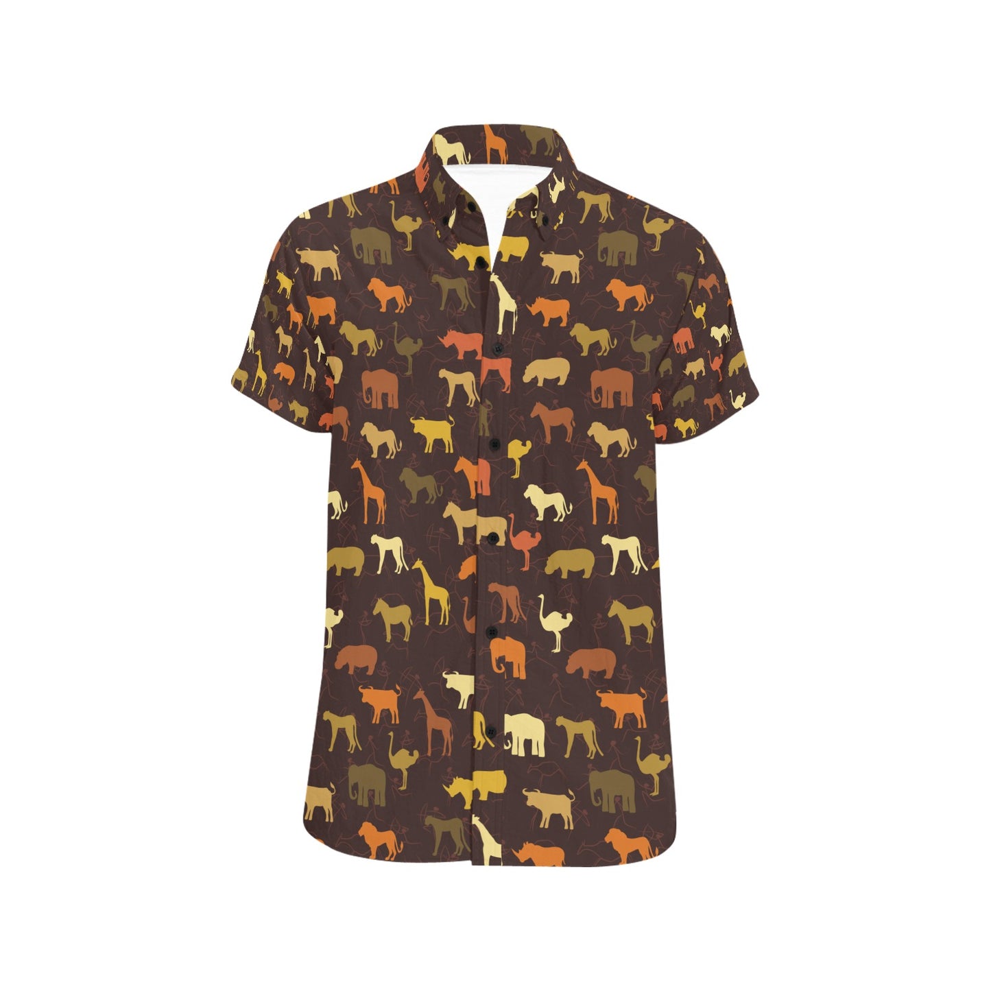 Safari Animal Print Design LKS301 Men Short Sleeve Button Up Shirt