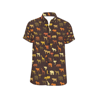 Safari Animal Print Design LKS301 Men Short Sleeve Button Up Shirt