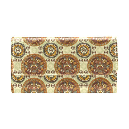 Calendar Aztec Themed Print Pattern Women's Trifold Wallet