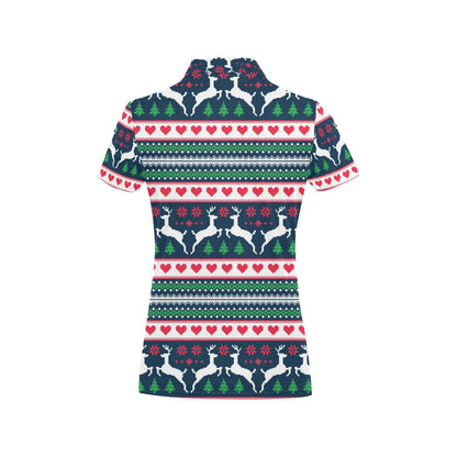 Reindeer Pattern Print Design 03 Women's Polo Shirt