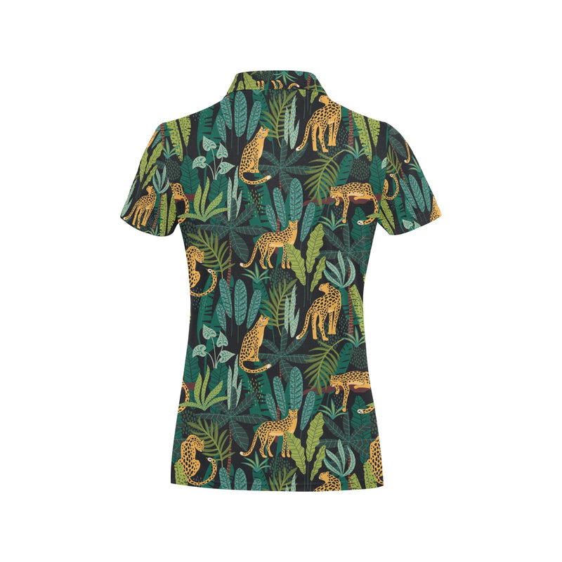 Jaguar Jungle Pattern Print Design 03 Women's Polo Shirt