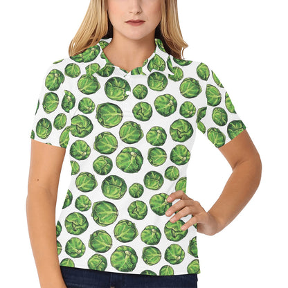 Brussels Sprouts Pattern Print Design 02 Women's Polo Shirt