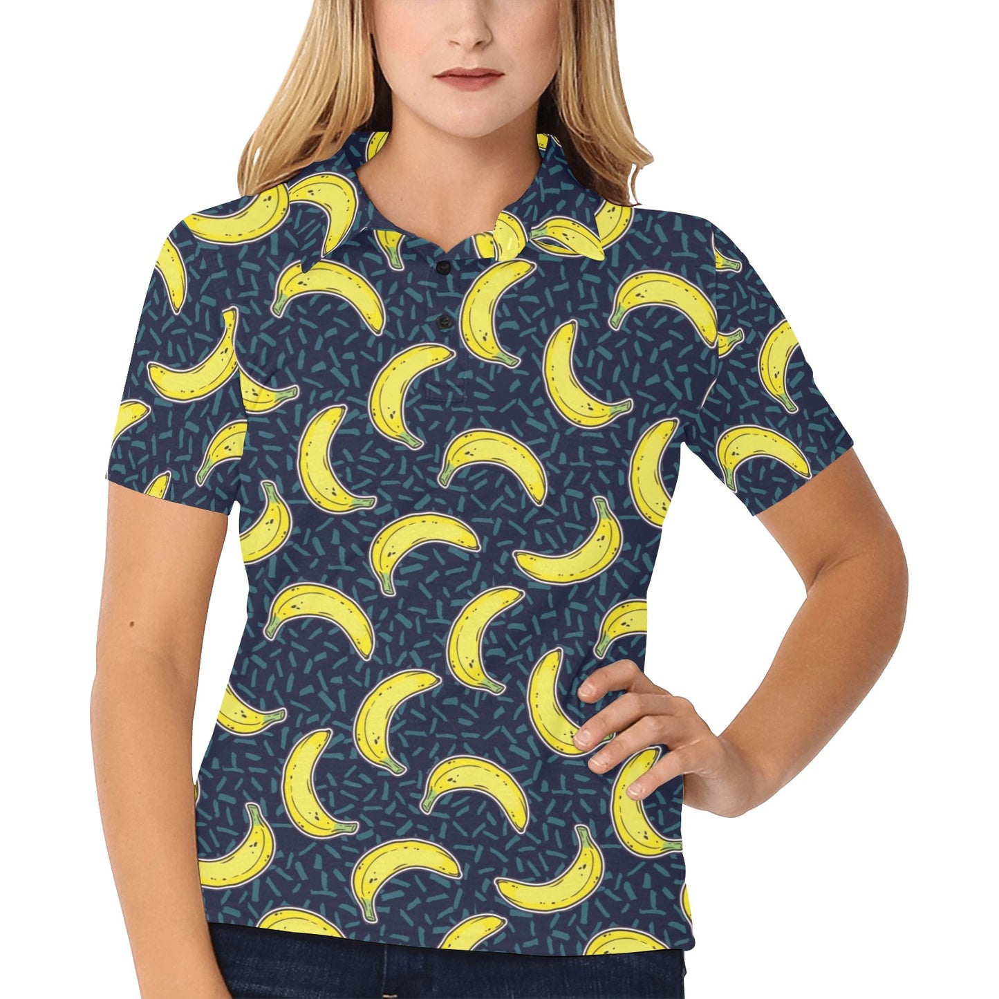 Banana Pattern Print Design BA09 Women's Polo Shirt