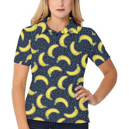 Banana Pattern Print Design BA09 Women's Polo Shirt