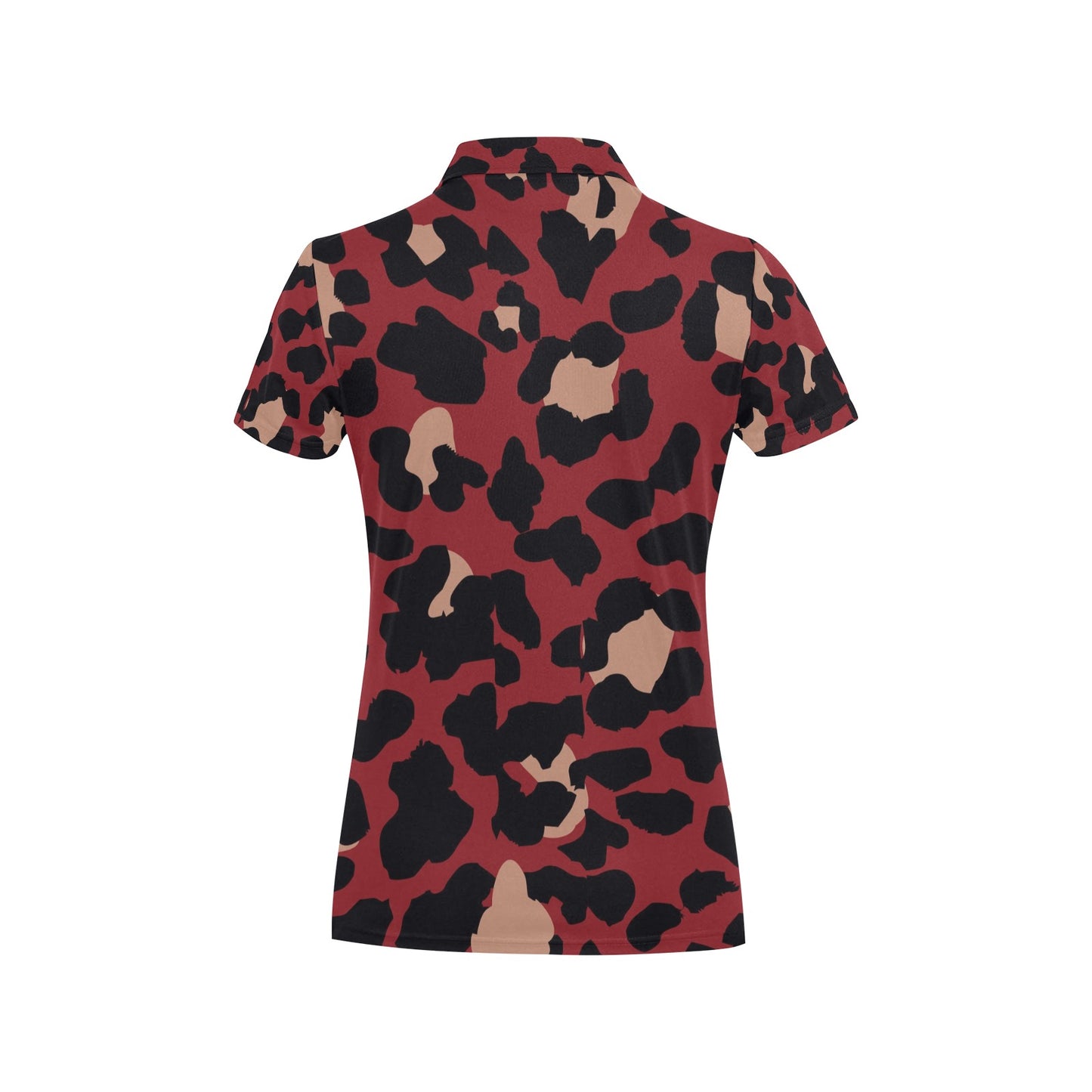 Cheetah Red Print Pattern Women's Polo Shirt