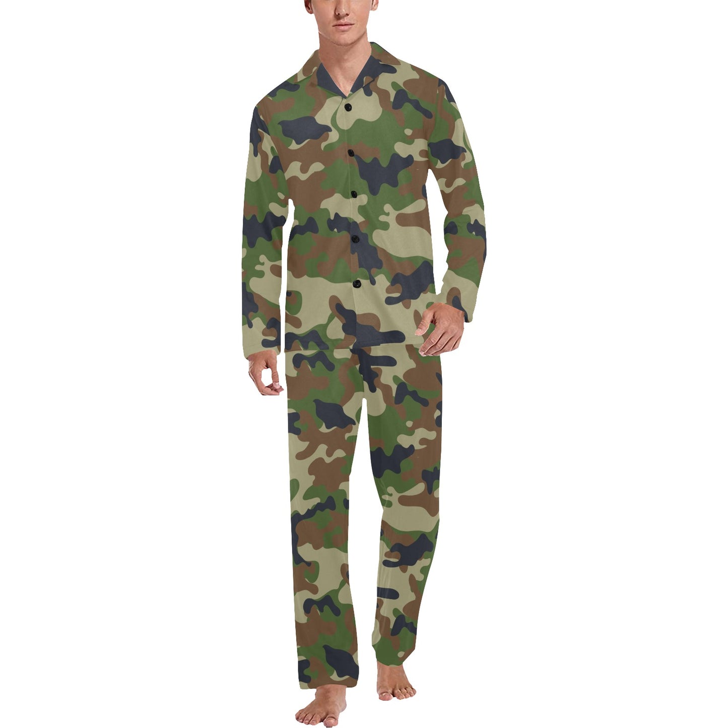 Army Camouflage Pattern Print Design 01 Men's Long Pajama Set