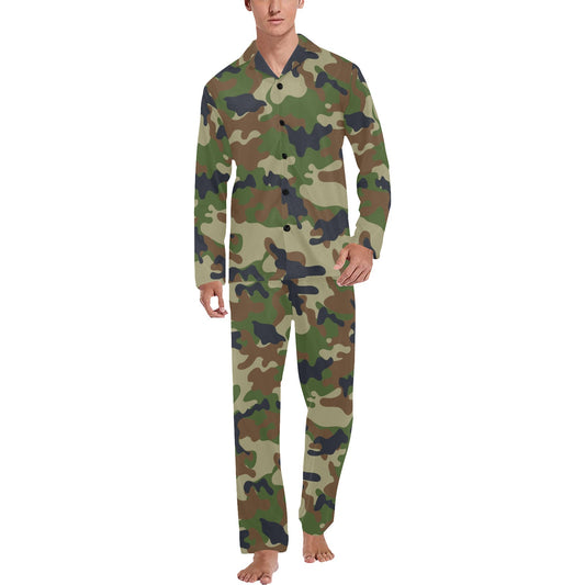 Army Camouflage Pattern Print Design 01 Men's Long Pajama Set