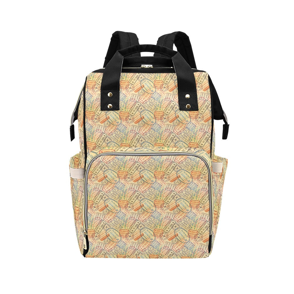 Travel Stamp Print Design LKS302 Diaper Bag Backpack