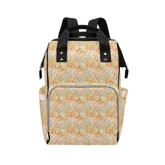 Travel Stamp Print Design LKS302 Diaper Bag Backpack