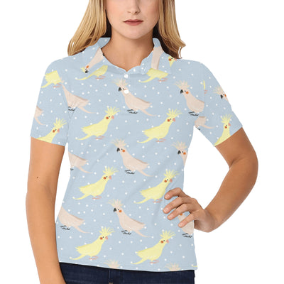 Cockatiel Pattern Print Design 03 Women's Polo Shirt