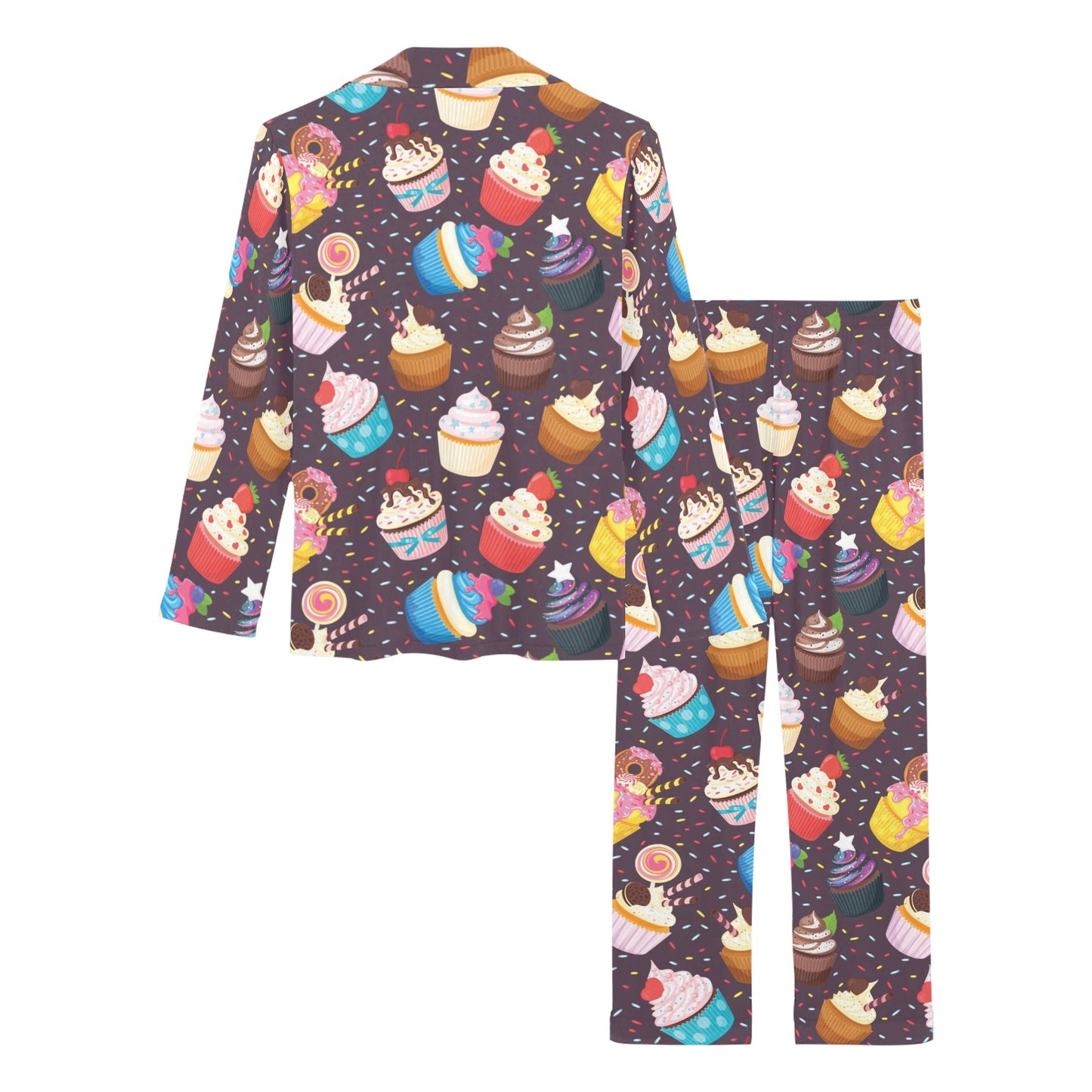Cupcakes Party Print Pattern Women's Long Pajama Set
