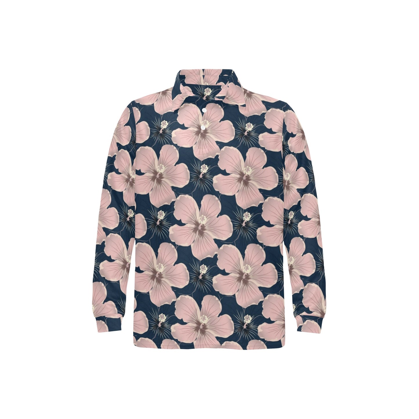 Plumeria Pattern Print Design PM018 Long Sleeve Polo Shirt For Men's