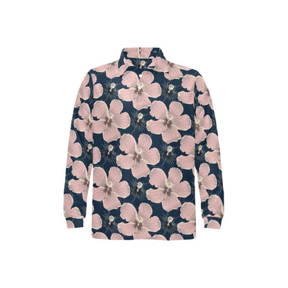 Plumeria Pattern Print Design PM018 Long Sleeve Polo Shirt For Men's