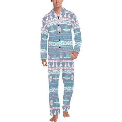 Easter Eggs Pattern Print Design RB013 Men's Long Pajama Set