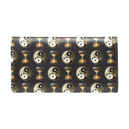 Yin Yang Skull Themed Design Print Women's Trifold Wallet