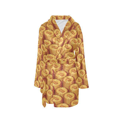 Bitcoin Pattern Print Design 02 Women's Fleece Robe