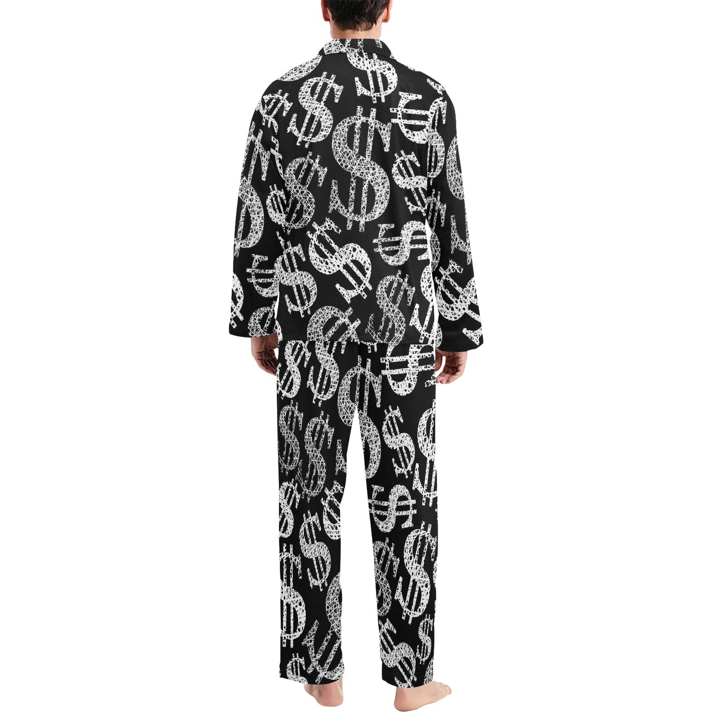 Money Pattern Print Design 02 Men's Long Pajama Set