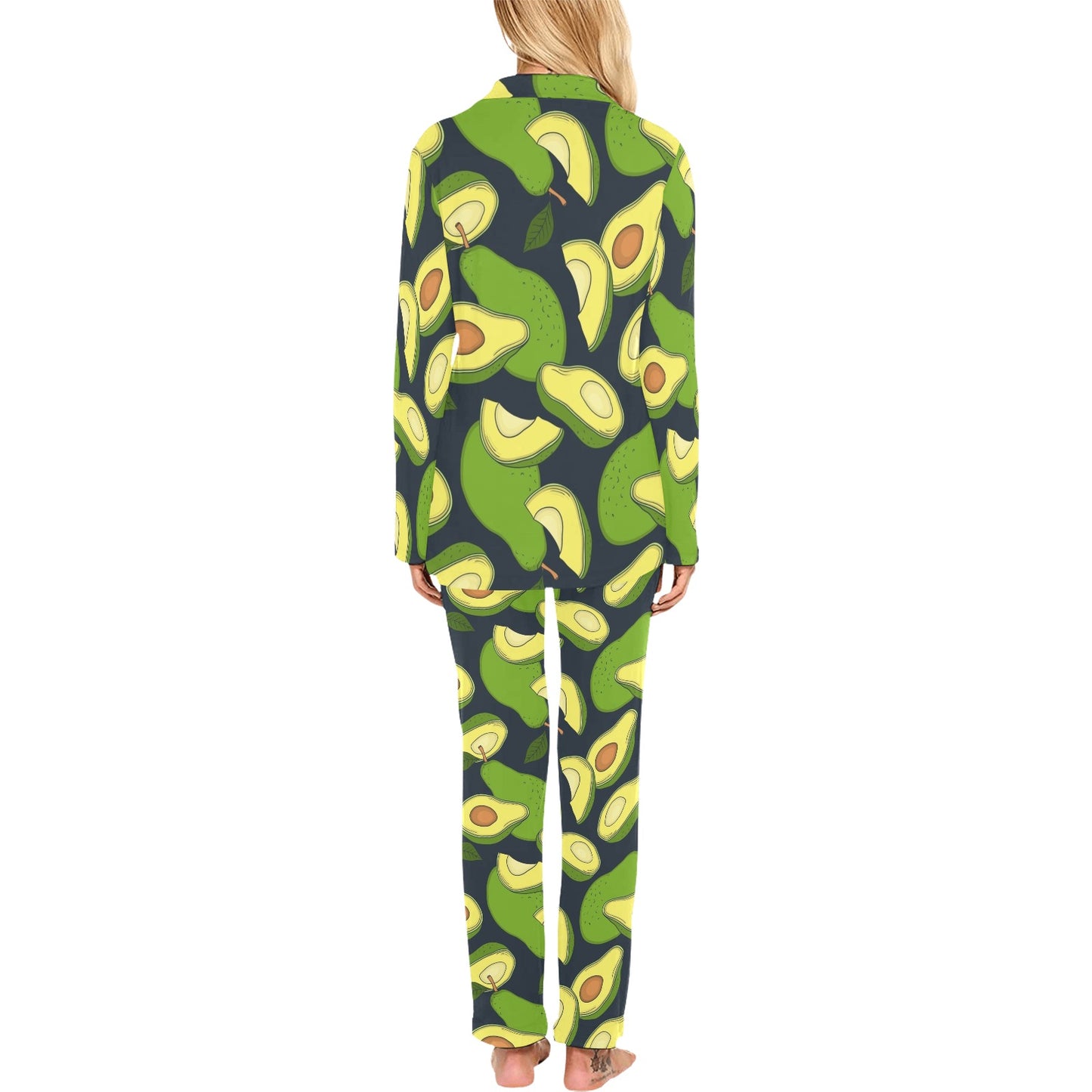 Avocado Pattern Print Design AC013 Women's Long Pajama Set