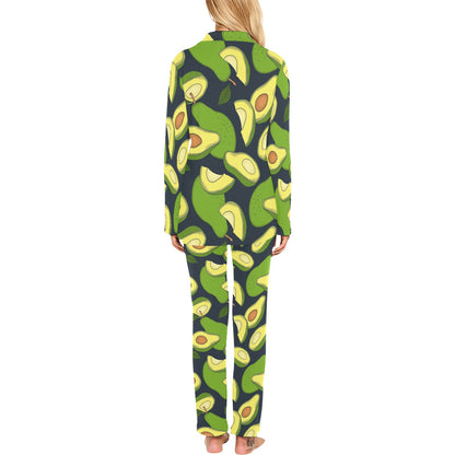 Avocado Pattern Print Design AC013 Women's Long Pajama Set