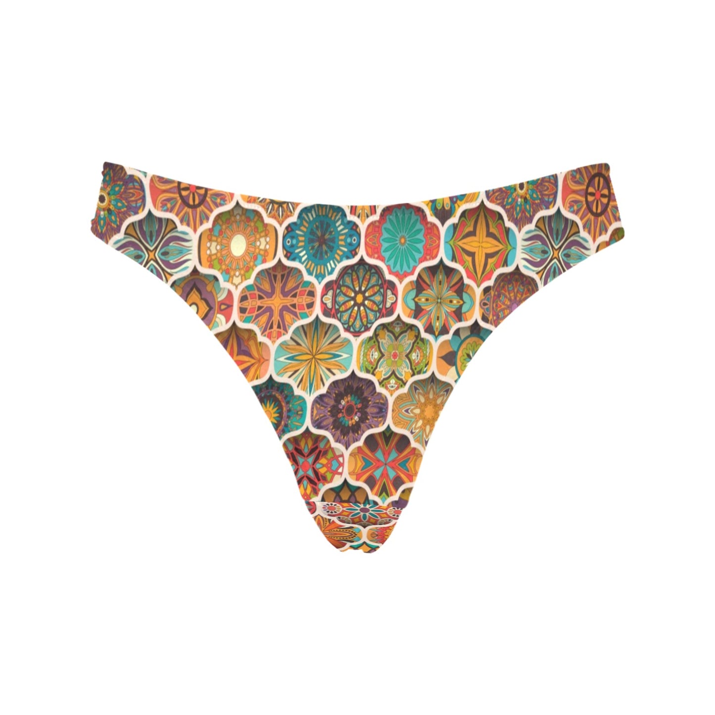 Mandala Mosaic Themed Design Print Women's Thongs