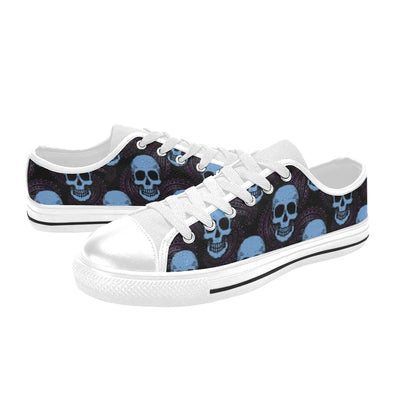 Skull Print Design LKS3012 Women's White Low Top Shoes