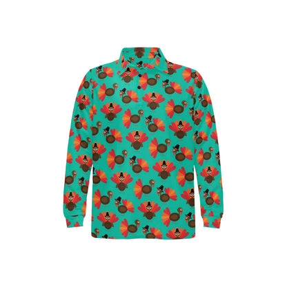 Thanksgiving Print Design LKS307 Long Sleeve Polo Shirt For Men's
