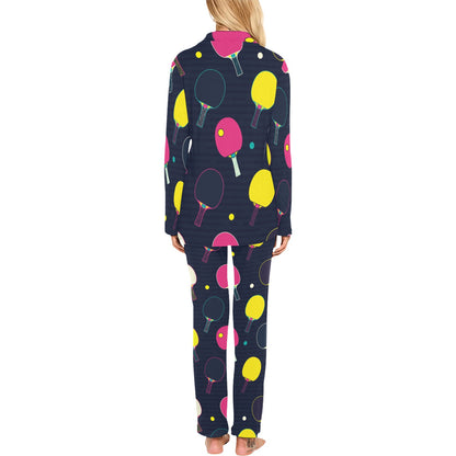 Ping Pong Pattern Print Design A04 Women's Long Pajama Set