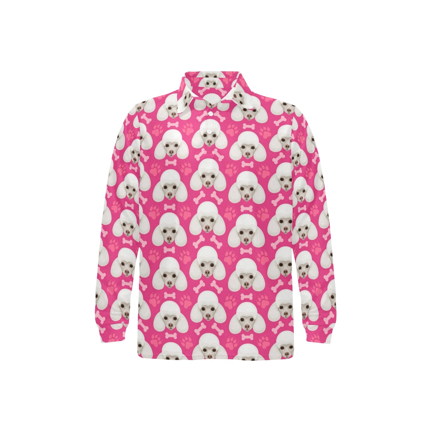 Poodle Pattern Print Design A04 Long Sleeve Polo Shirt For Men's