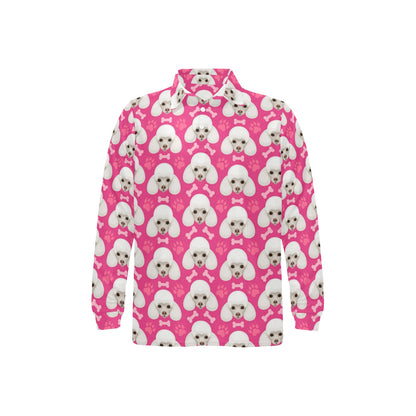 Poodle Pattern Print Design A04 Long Sleeve Polo Shirt For Men's