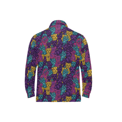 Yorkshire Terriers Print Design LKS3010 Long Sleeve Polo Shirt For Men's