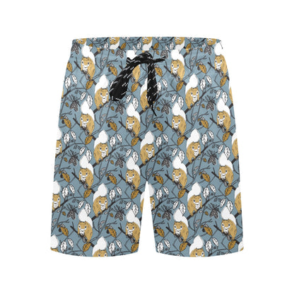 Squirrel Print Design LKS305 Men's Swim Trunks Beach Shorts