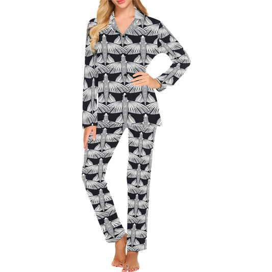 Flying Fish Pattern Print Design 03 Women's Long Pajama Set