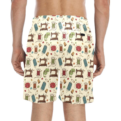 Sewing Equipment Print Design LKS303 Men's Swim Trunks Beach Shorts